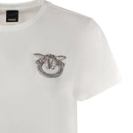 T-shirt con ricamo logo Love Birds in cristalli<BR/> 103320 A2RNZ05 PINKO 