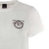 T-shirt con ricamo logo Love Birds in cristalli<BR/> 103320 A2RNZ05 PINKO 