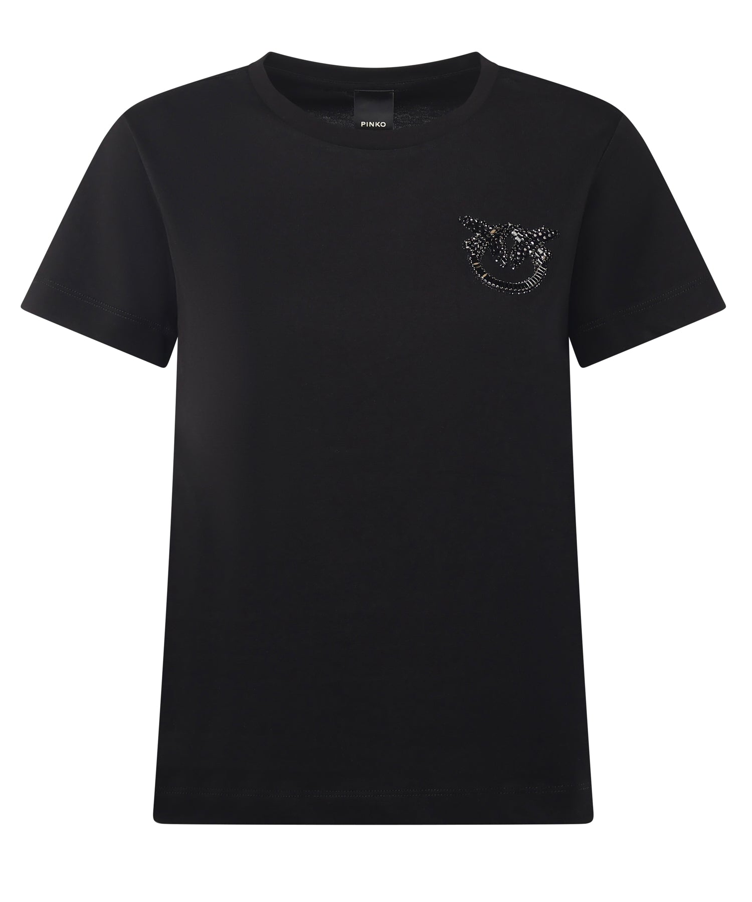 T-shirt con ricamo logo Love Birds in cristalli 103320 A2RNZ99 PINKO 