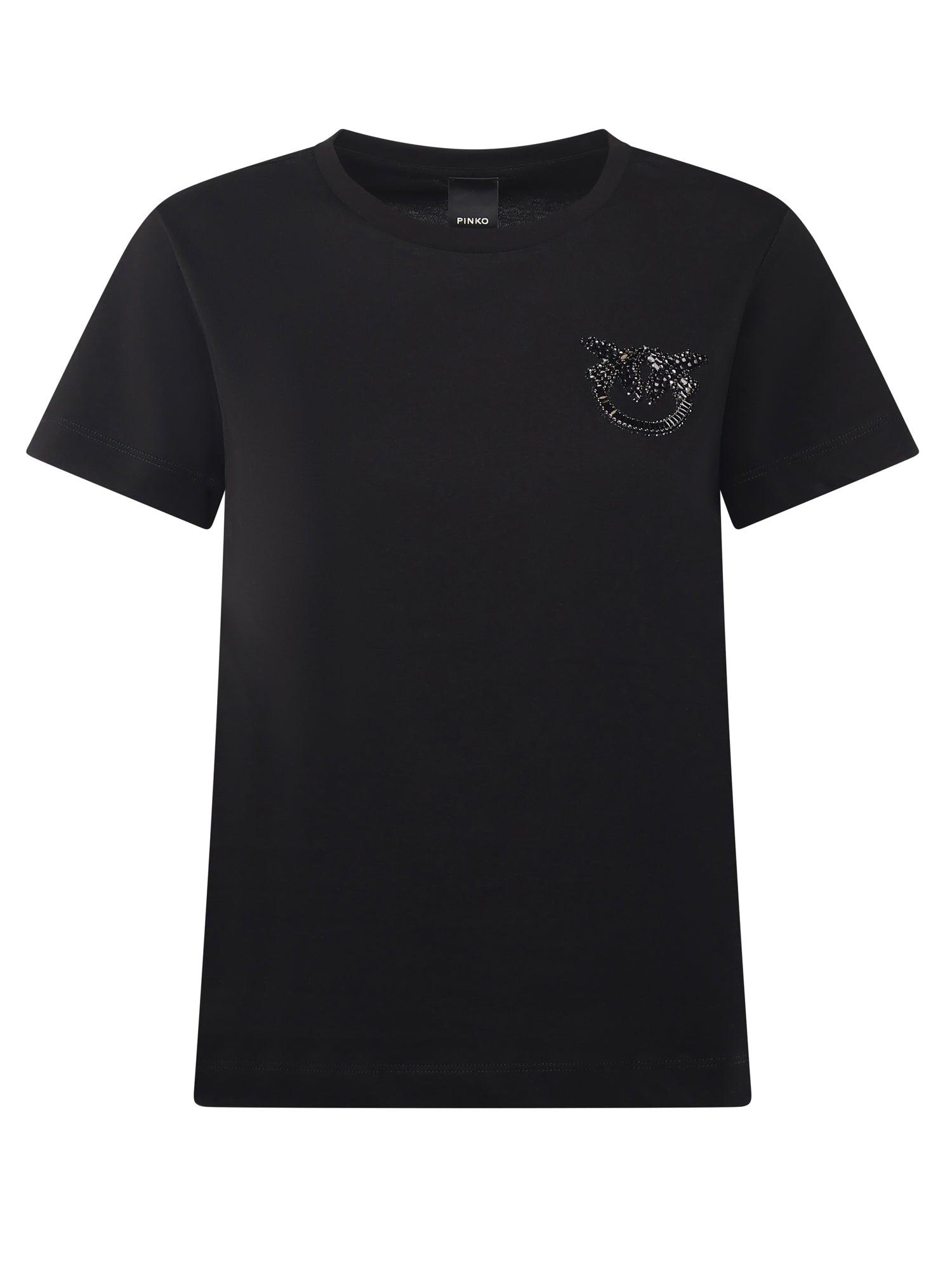 T-shirt con ricamo logo Love Birds in cristalli 103320 A2RNZ99 PINKO 