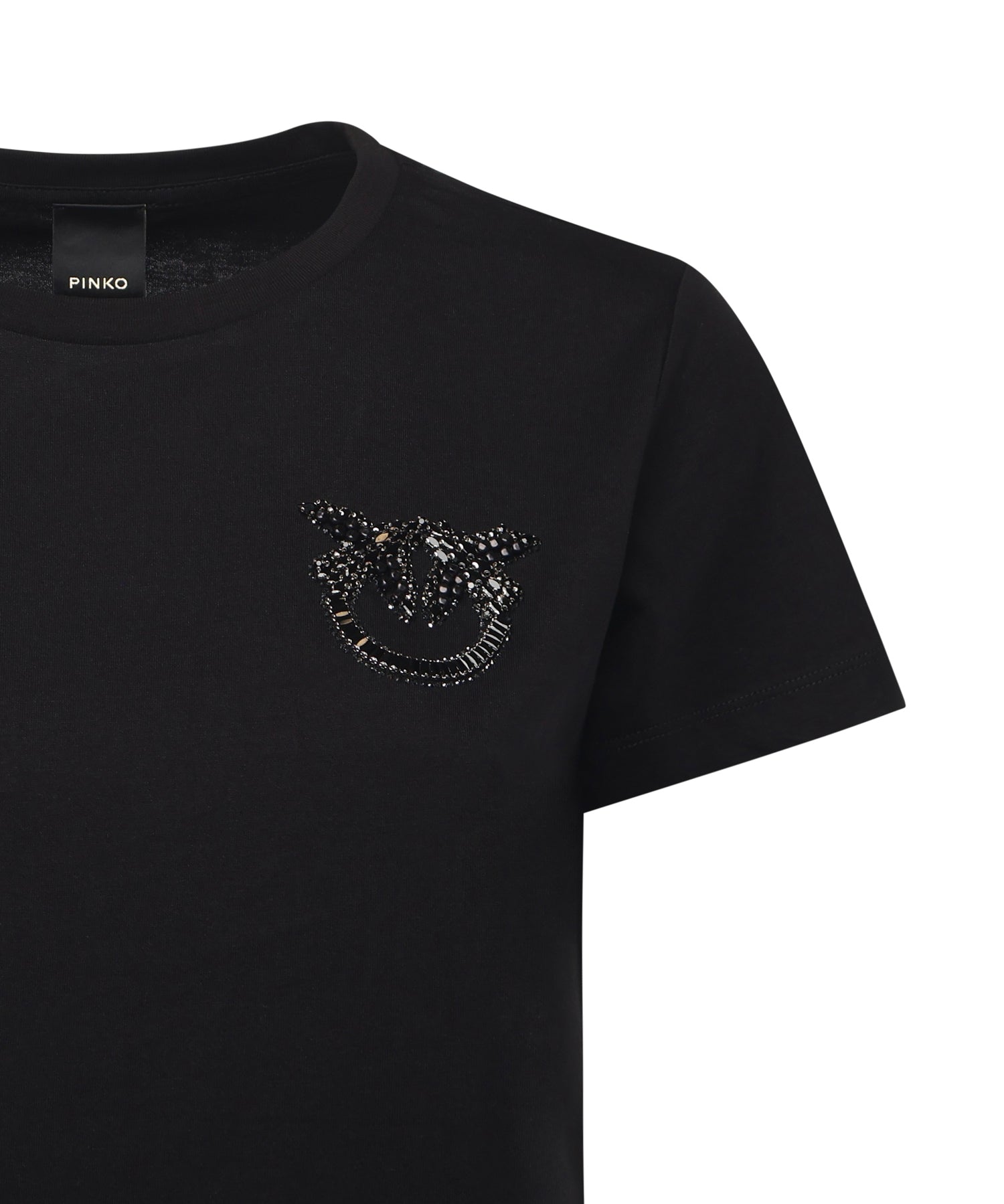T-shirt con ricamo logo Love Birds in cristalli 103320 A2RNZ99 PINKO 
