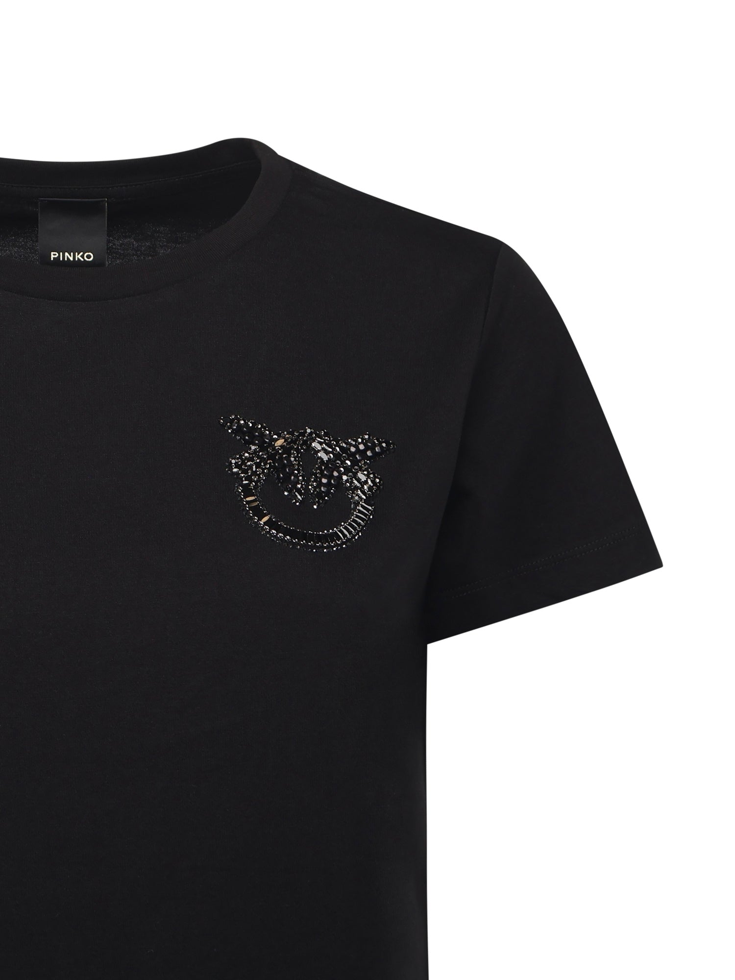 T-shirt con ricamo logo Love Birds in cristalli 103320 A2RNZ99 PINKO 