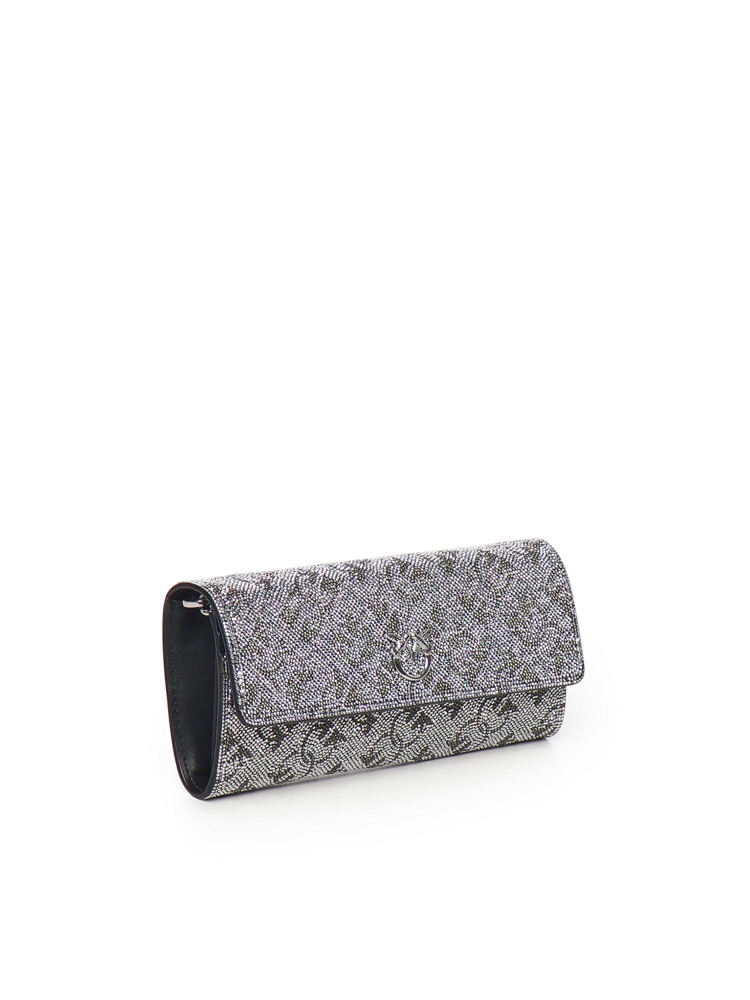 Portafoglio in pelle full strass con tracolla 103765 A20DZZFN PINKO 