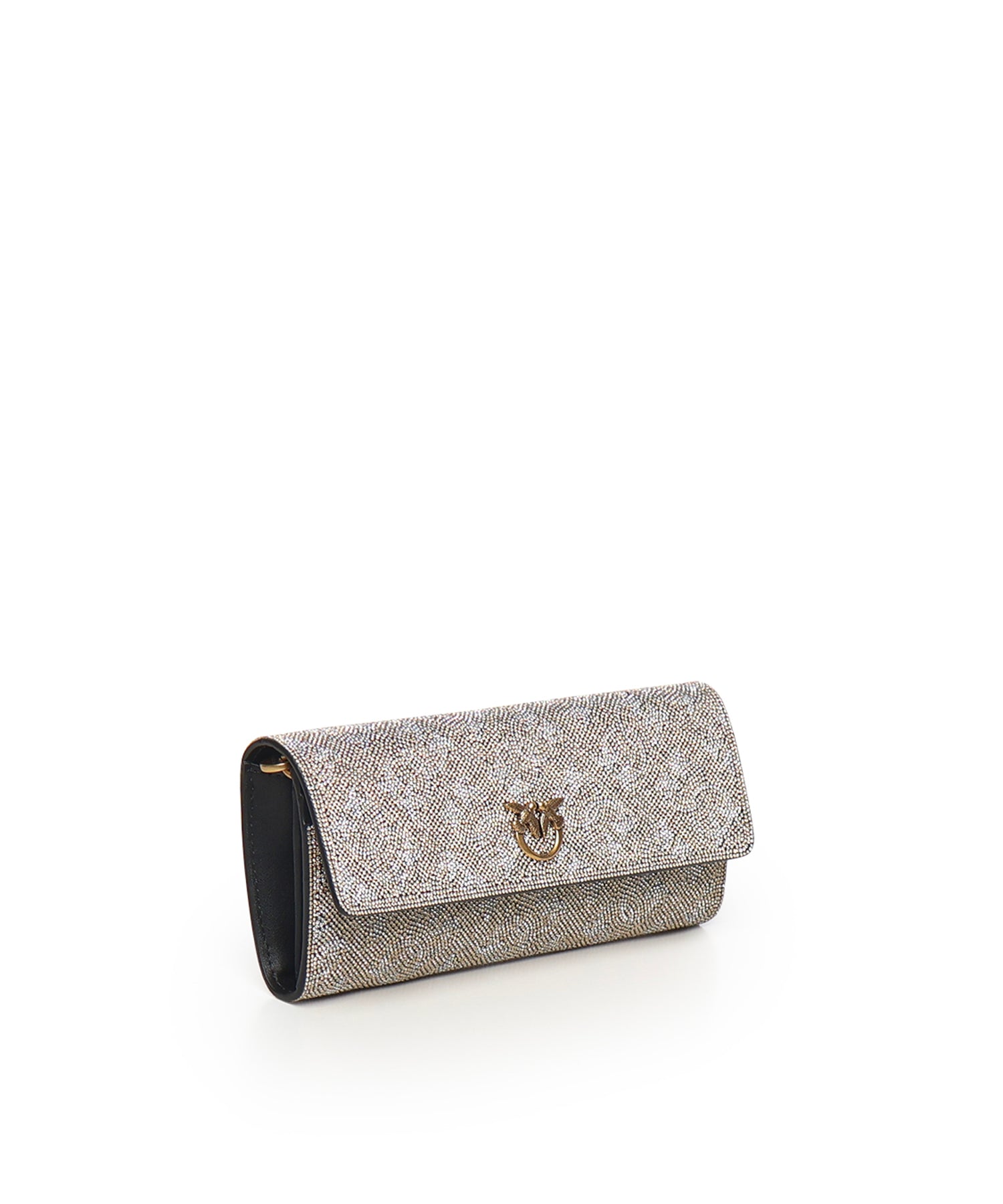 Portafoglio in pelle full strass con tracolla 103765 A20DZZLQ PINKO 