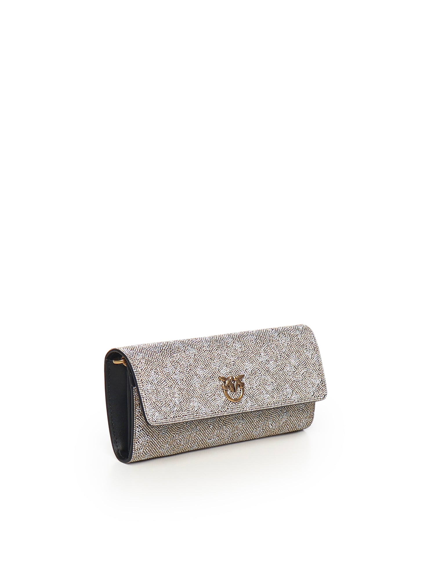 Portafoglio in pelle full strass con tracolla 103765 A20DZZLQ PINKO 