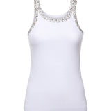 Top a costine con ricami gioiello 104109 A2TMZ04 PINKO 