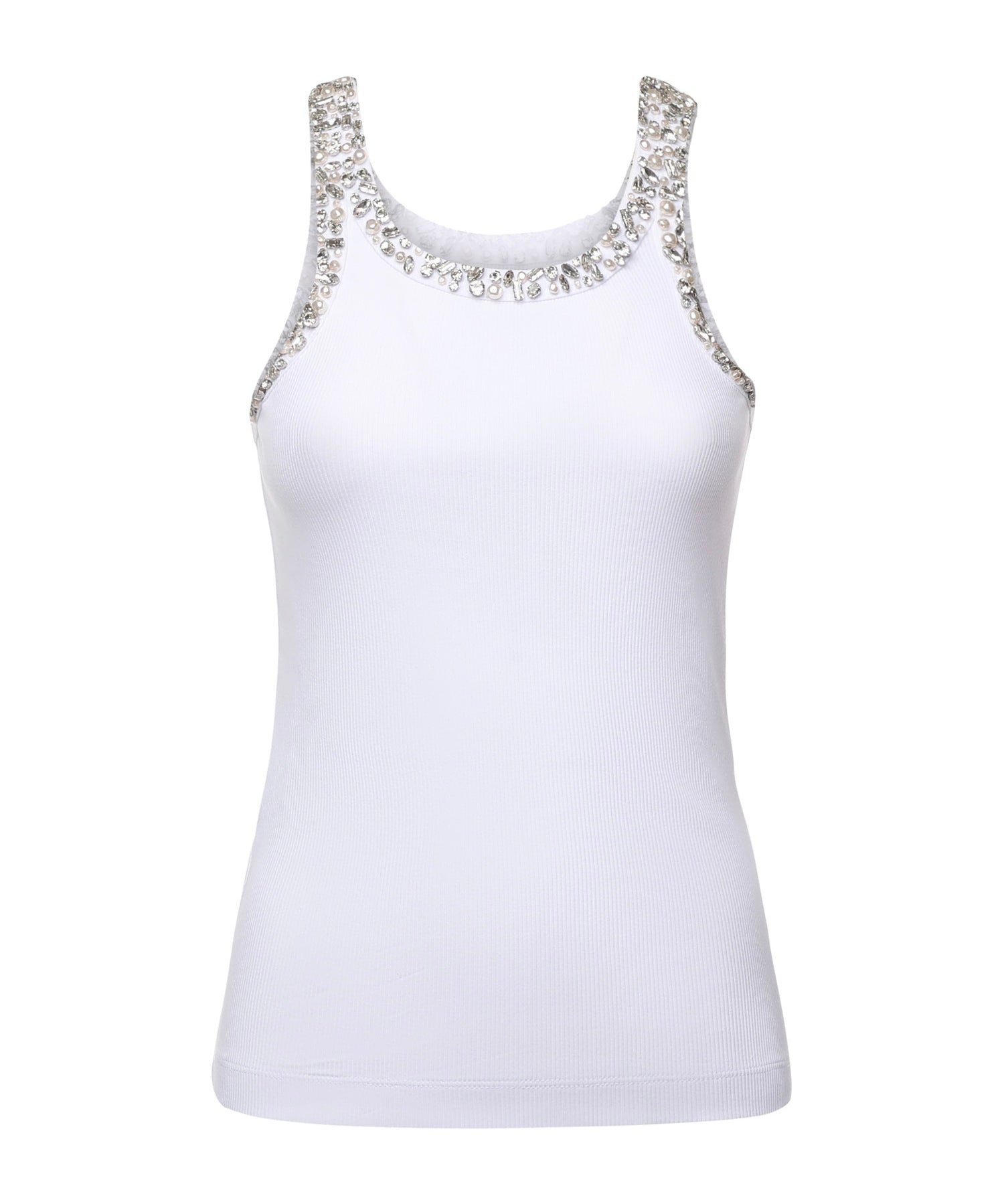 Top a costine con ricami gioiello 104109 A2TMZ04 PINKO 