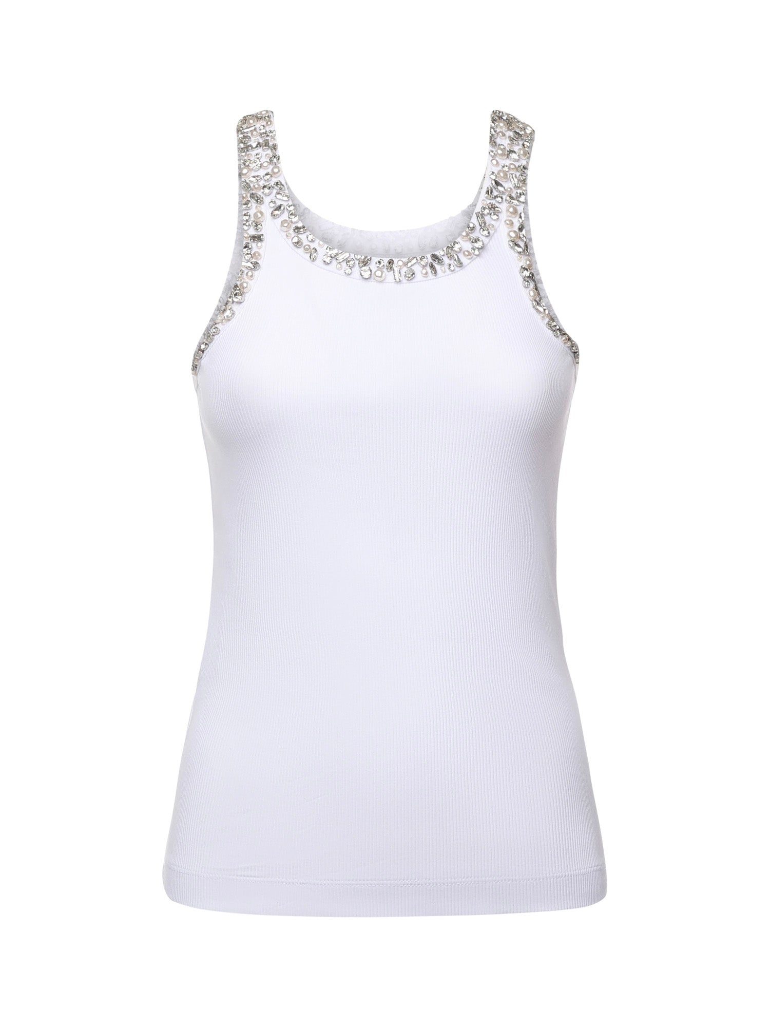 Top a costine con ricami gioiello 104109 A2TMZ04 PINKO 