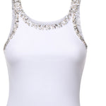 Top a costine con ricami gioiello 104109 A2TMZ04 PINKO 