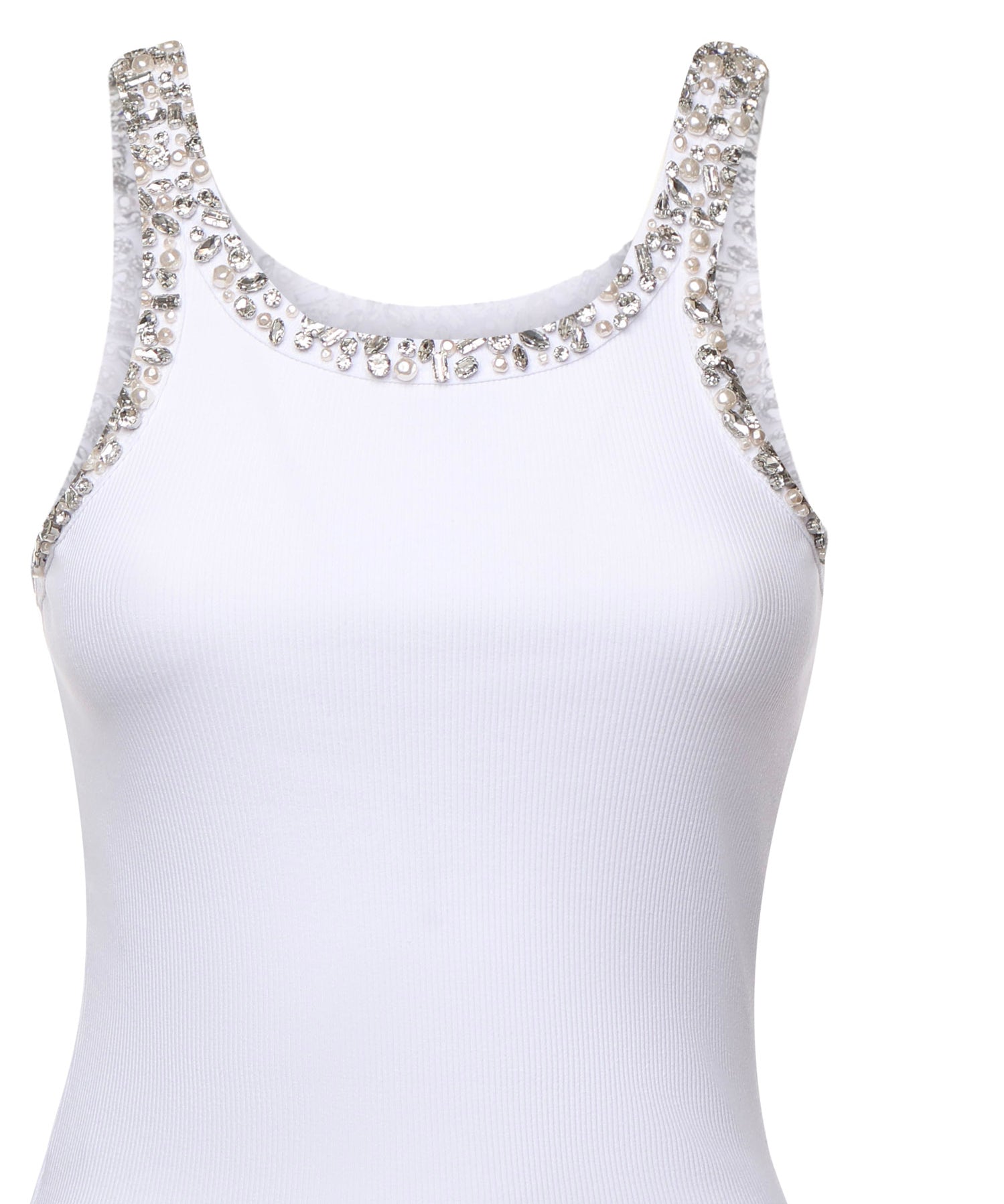 Top a costine con ricami gioiello 104109 A2TMZ04 PINKO 