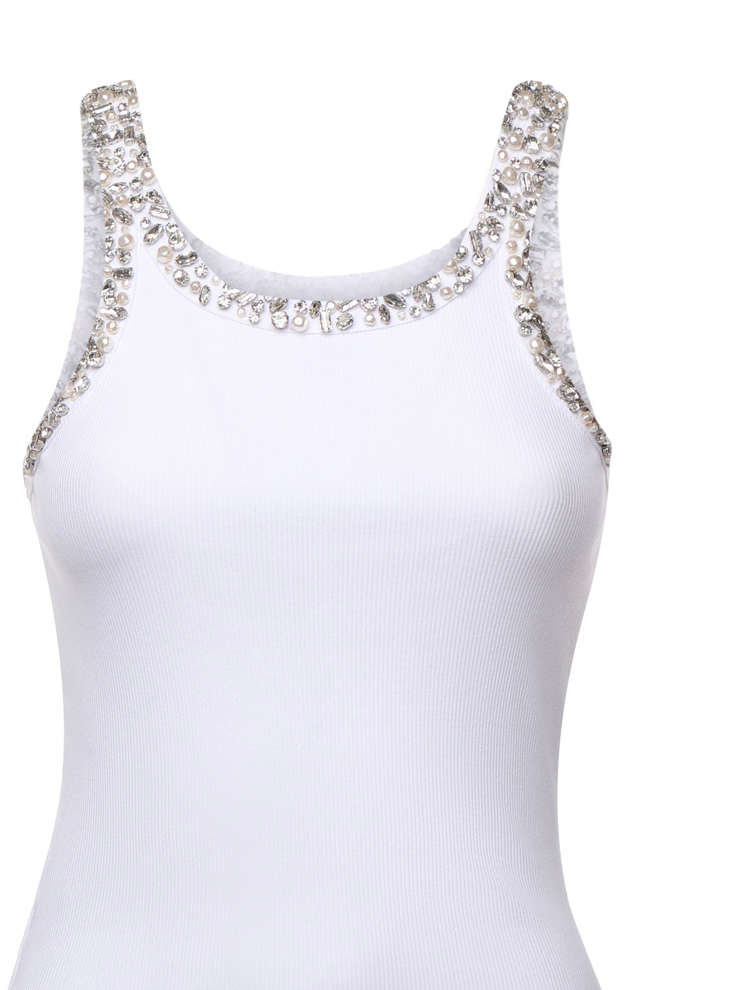 Top a costine con ricami gioiello 104109 A2TMZ04 PINKO 