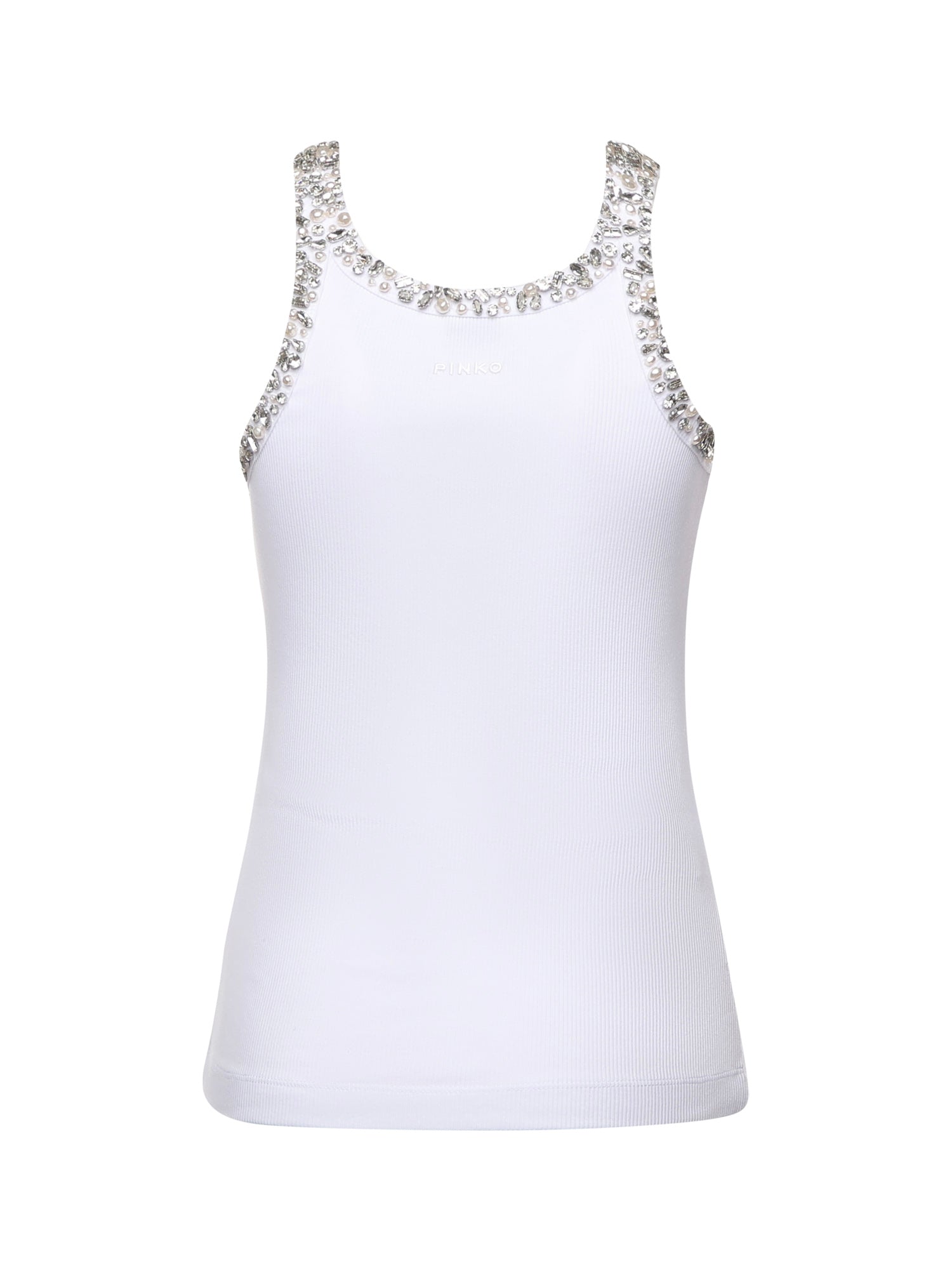Top a costine con ricami gioiello 104109 A2TMZ04 PINKO 