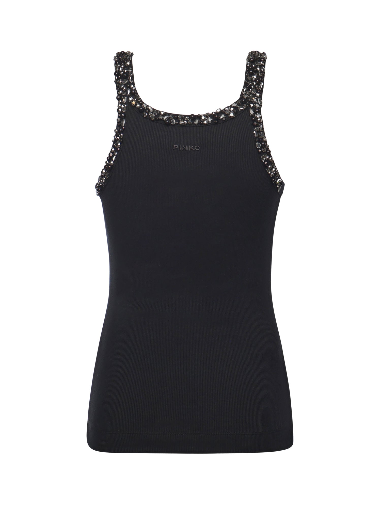 Top a costine con ricami gioiello 104109 A2TMZ99 PINKO 