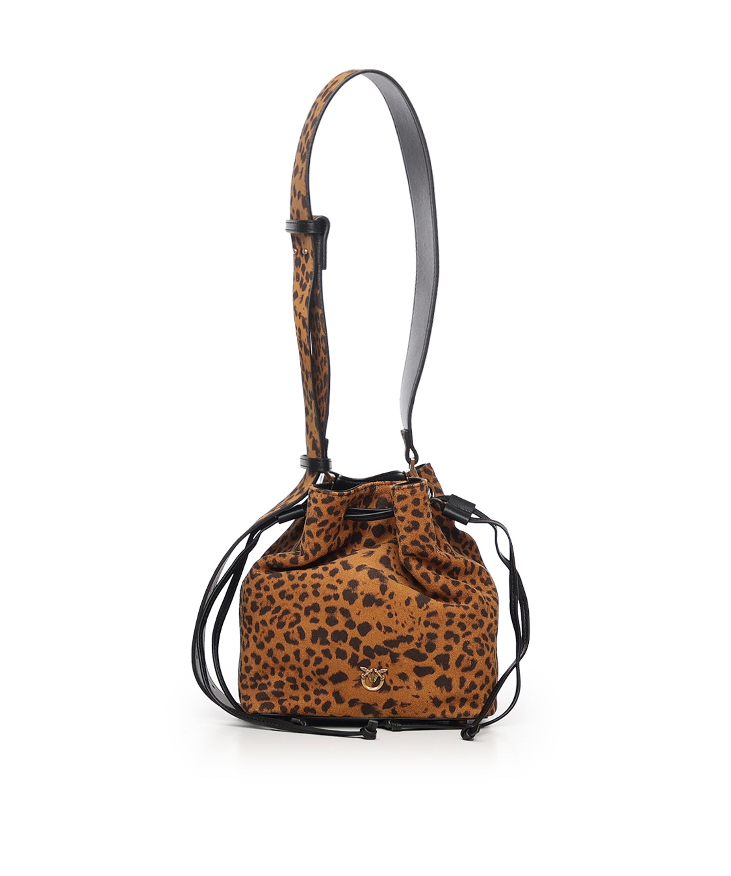 Borsa secchiello a tracolla piccola in suede leopardato 104303 A32AM35Q PINKO 