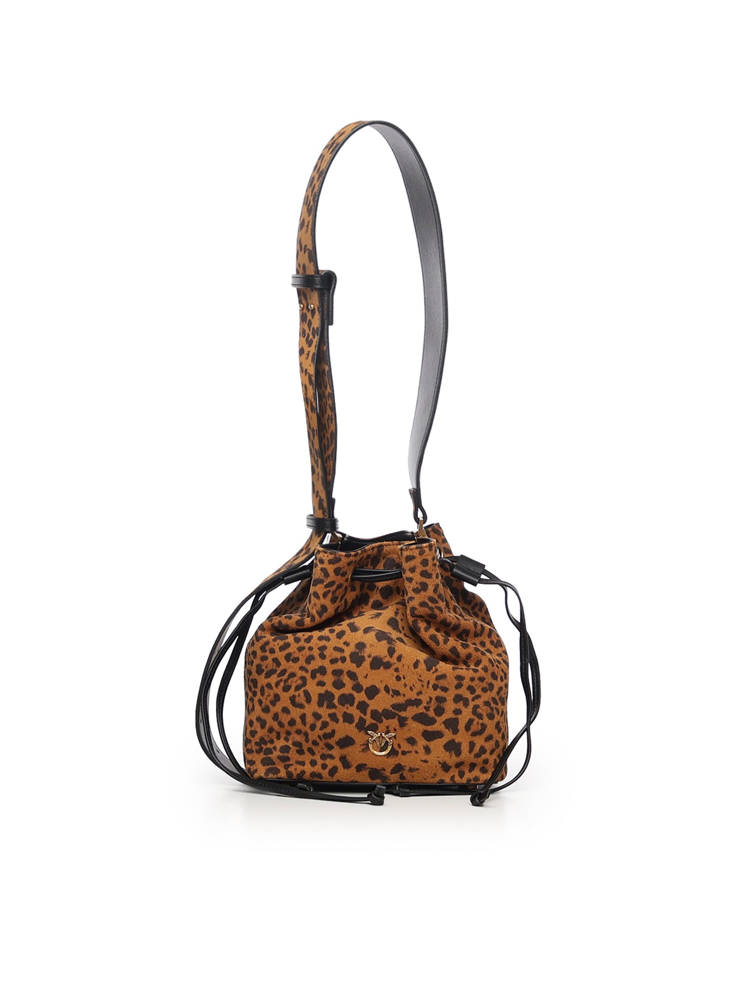 Borsa secchiello a tracolla piccola in suede leopardato 104303 A32AM35Q PINKO 