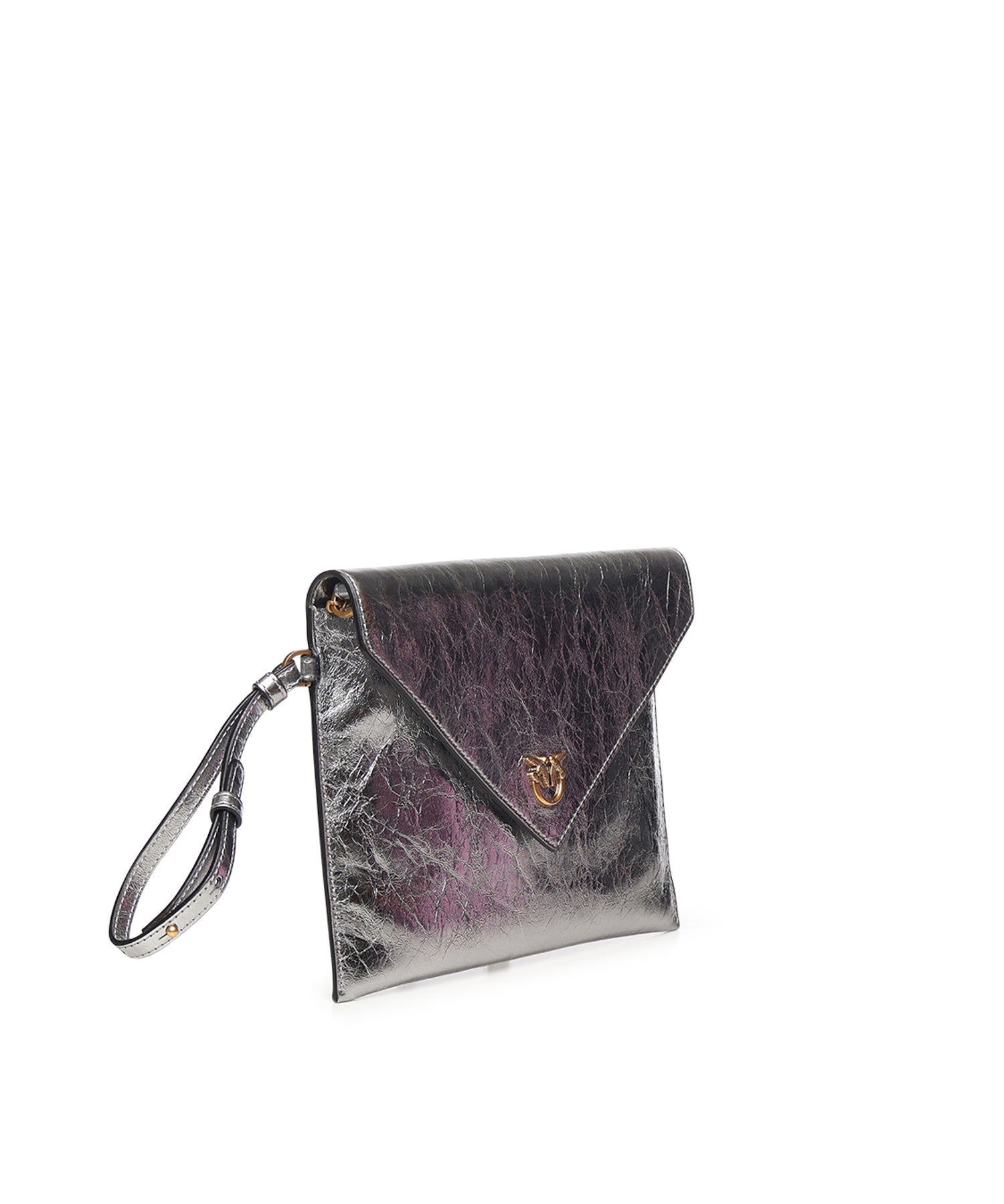 Pochette Envelope in pelle metallizzata con logo 104820 A2OTKZ7Q PINKO 