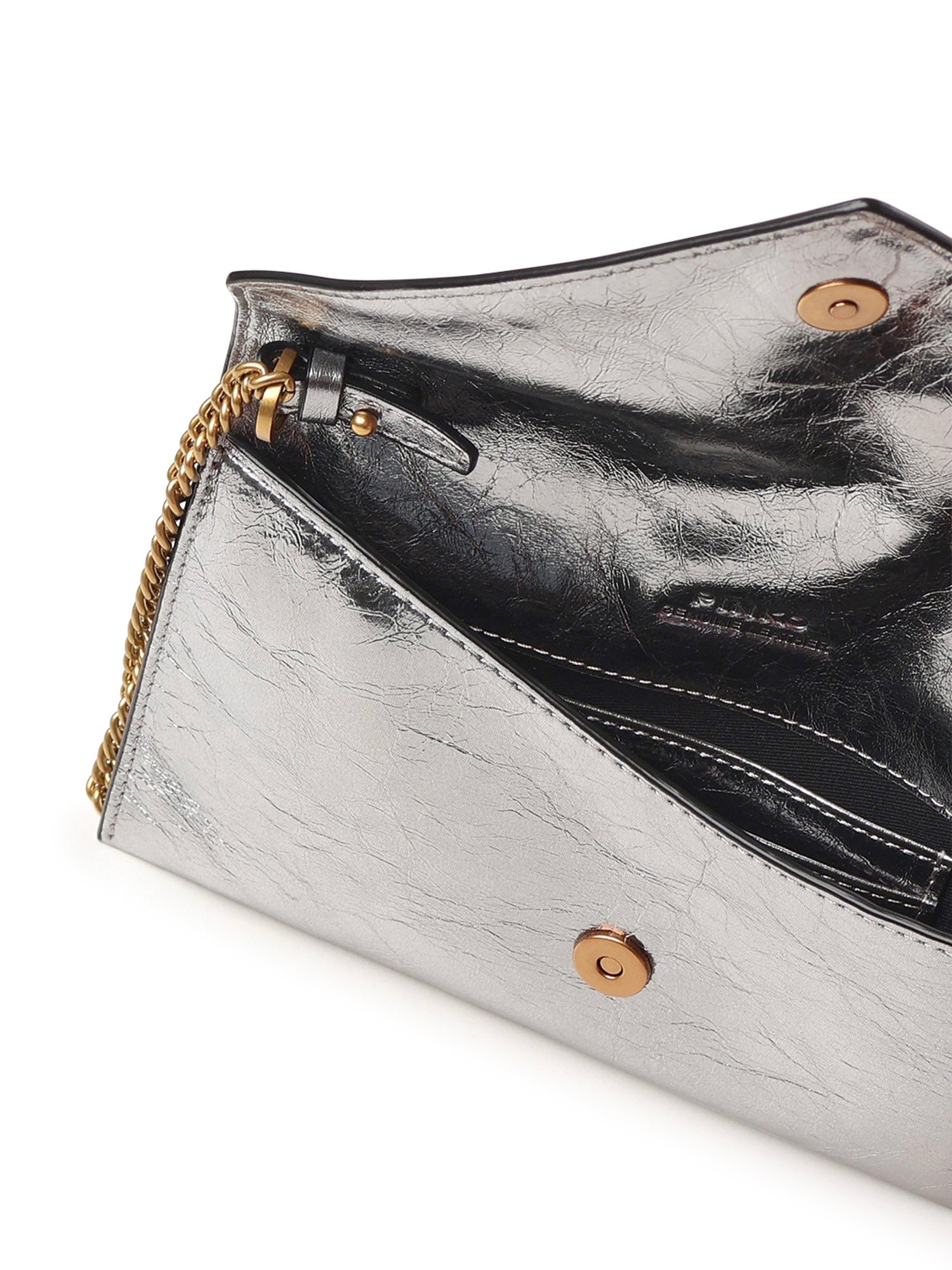 Bustina in pelle metallizzata con logo 105347 A2OTKZ7Q PINKO 