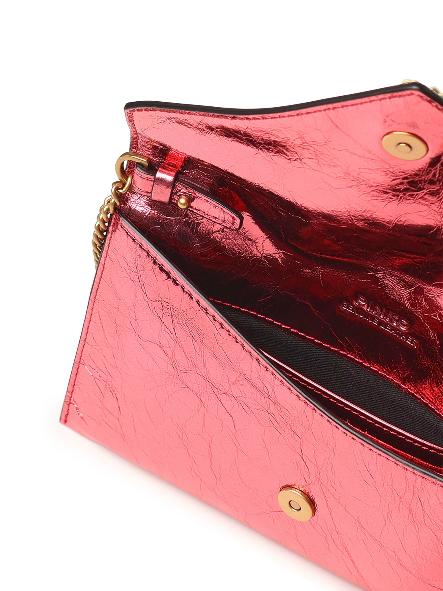 Bustina in pelle metallizzata con logo 105347 A2OTQ59Q PINKO 