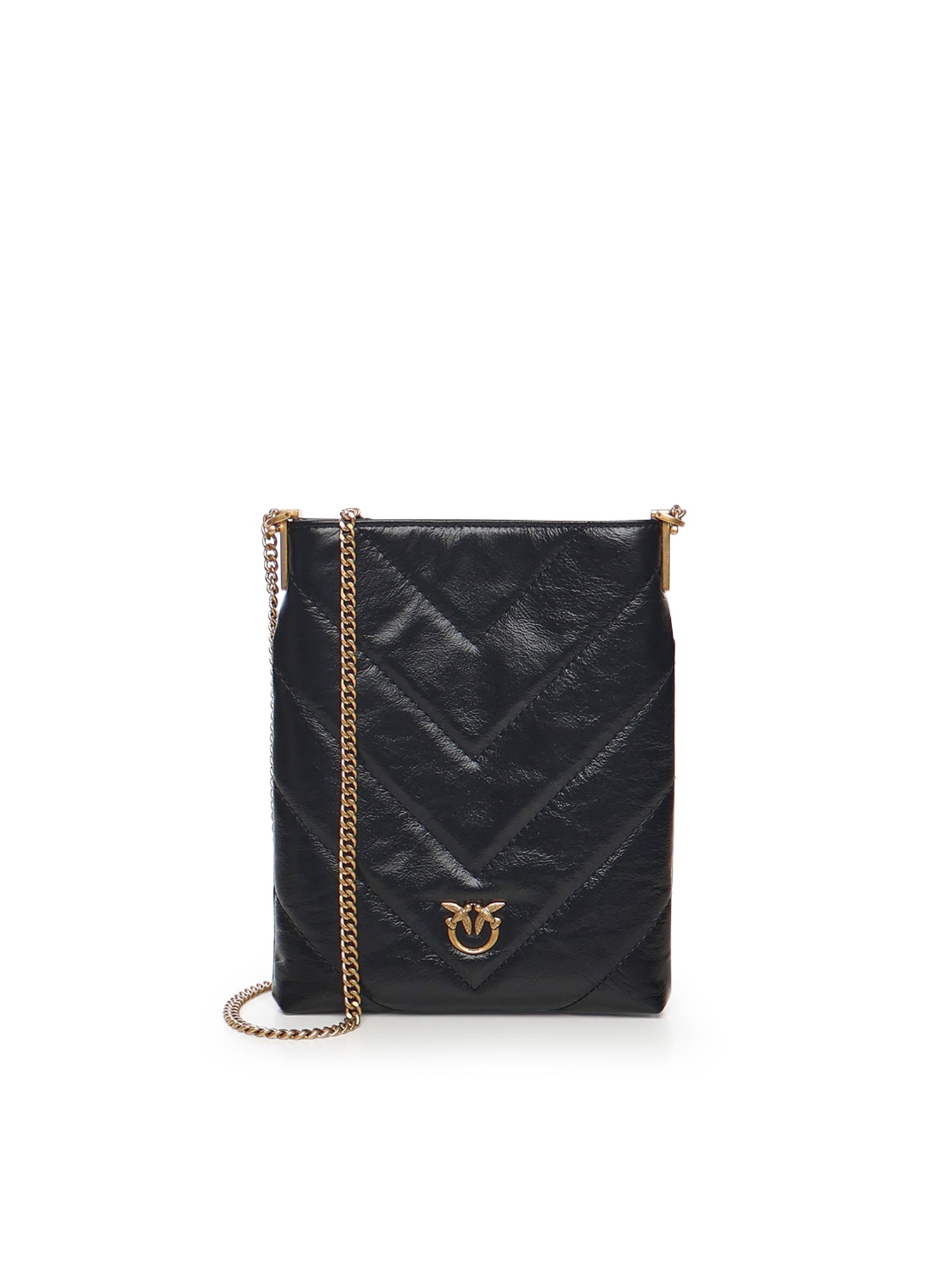 Bustina in pelle motivo chevron 105352 A2W2Z99Q PINKO 