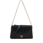 Borsa a spalla piccola Mini Double Bag full strass 105359 A2WFZ99Q PINKO 