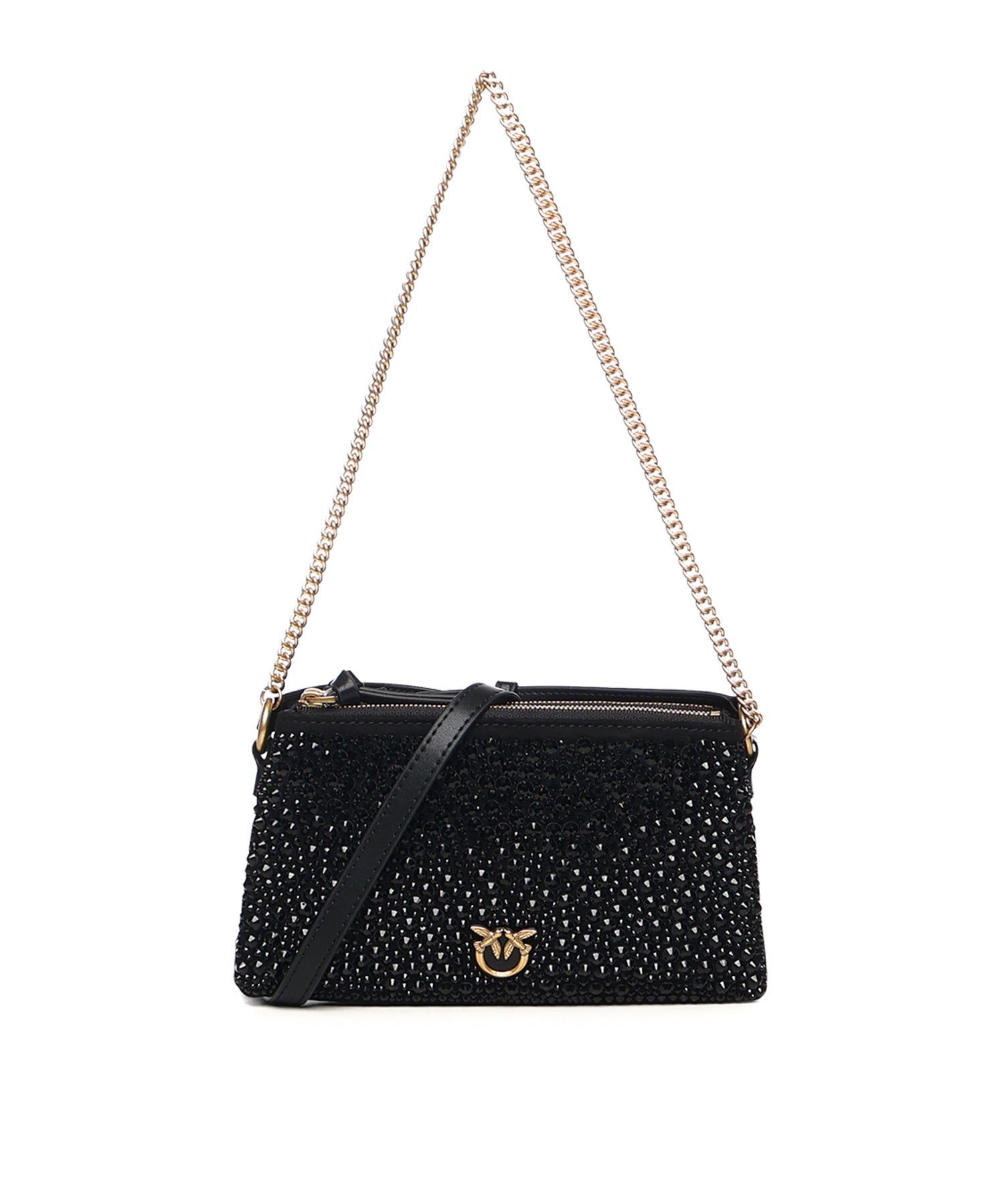 Borsa a spalla piccola Mini Double Bag full strass 105359 A2WFZ99Q PINKO 