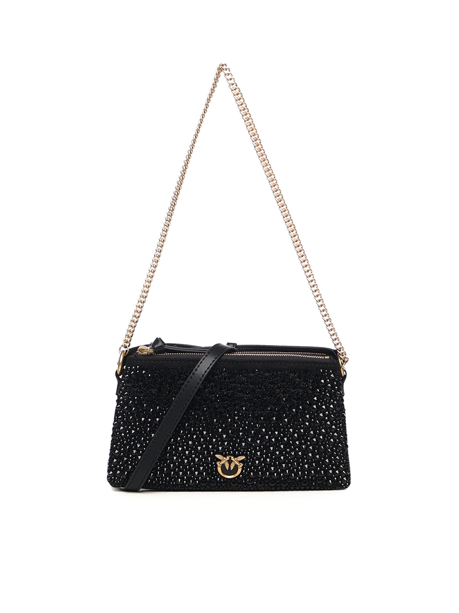 Borsa a spalla piccola Mini Double Bag full strass 105359 A2WFZ99Q PINKO 