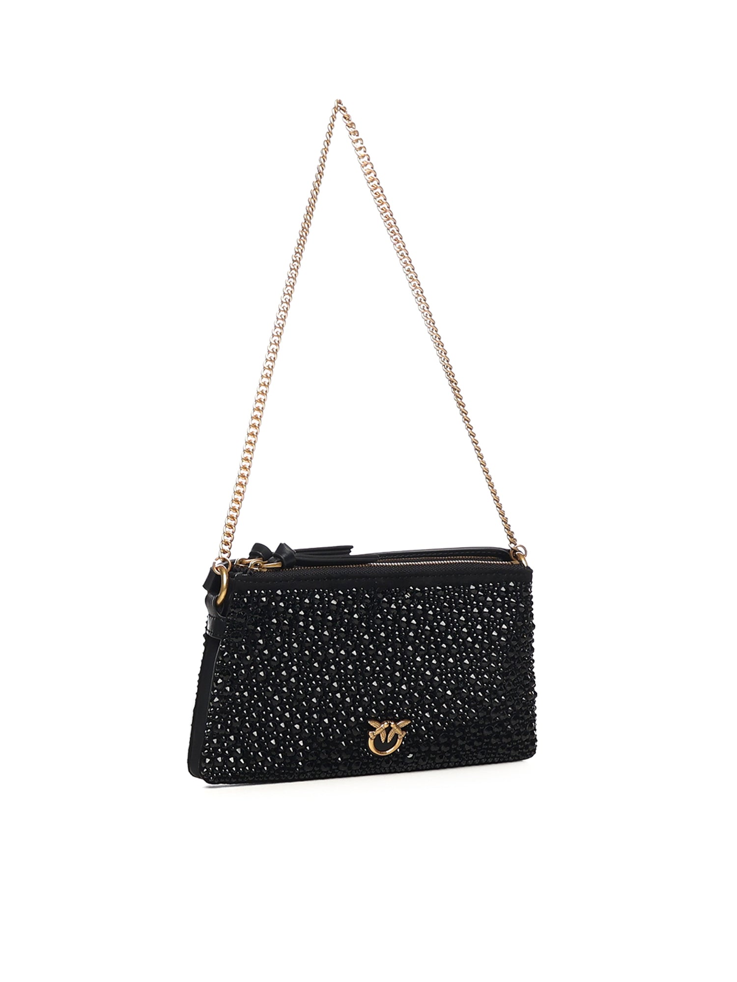 Borsa a spalla piccola Mini Double Bag full strass 105359 A2WFZ99Q PINKO 