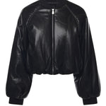 Bomber cropped effetto pelle 105372 A2P4Z99 PINKO 