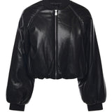 Bomber cropped effetto pelle 105372 A2P4Z99 PINKO 