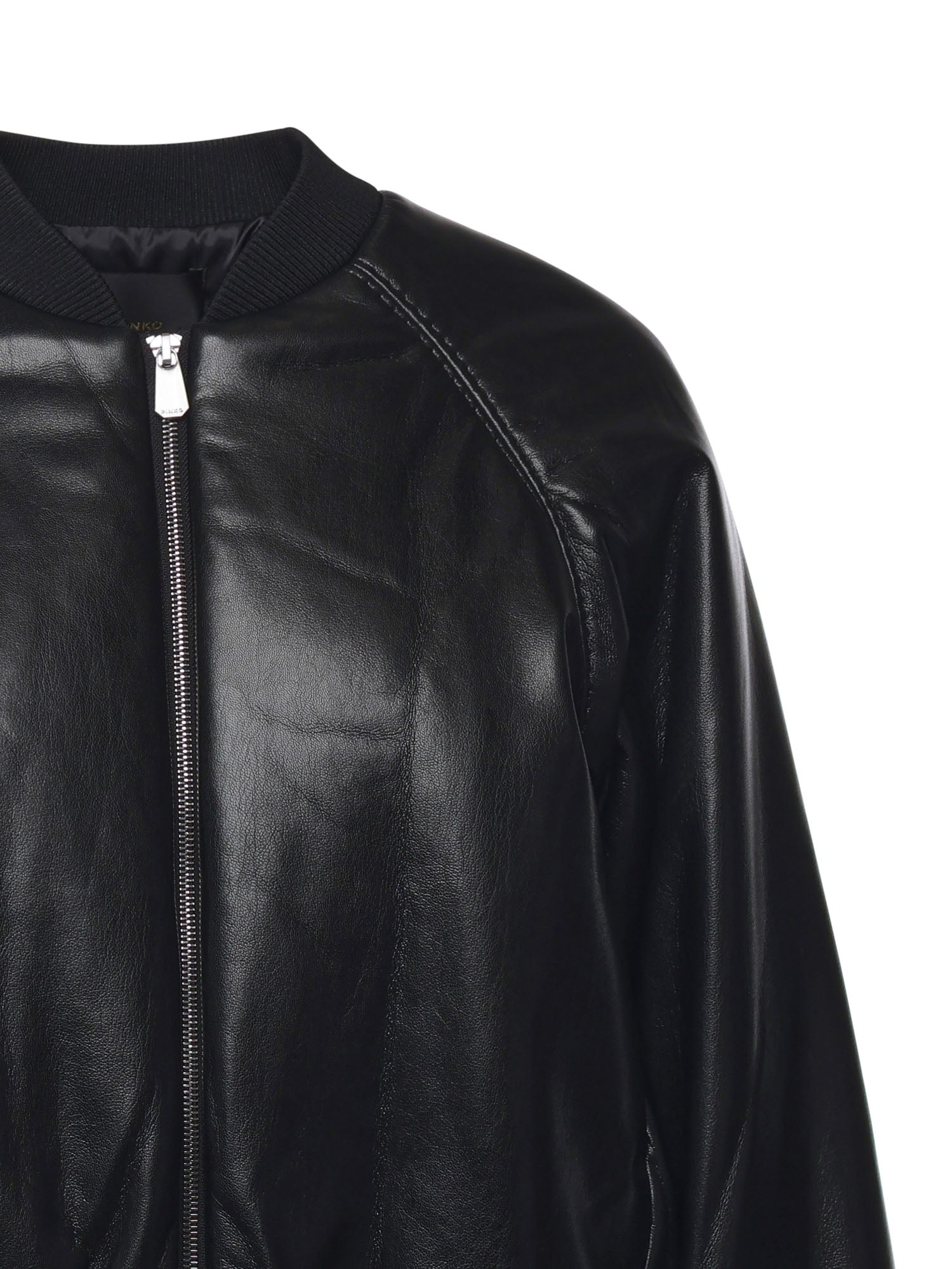 Bomber cropped effetto pelle 105372 A2P4Z99 PINKO 