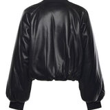 Bomber cropped effetto pelle 105372 A2P4Z99 PINKO 