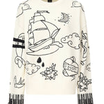 Maglione girocollo con fantasie 105427 A2PKZE1 PINKO 