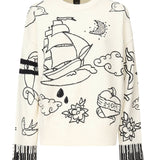 Maglione girocollo con fantasie 105427 A2PKZE1 PINKO 