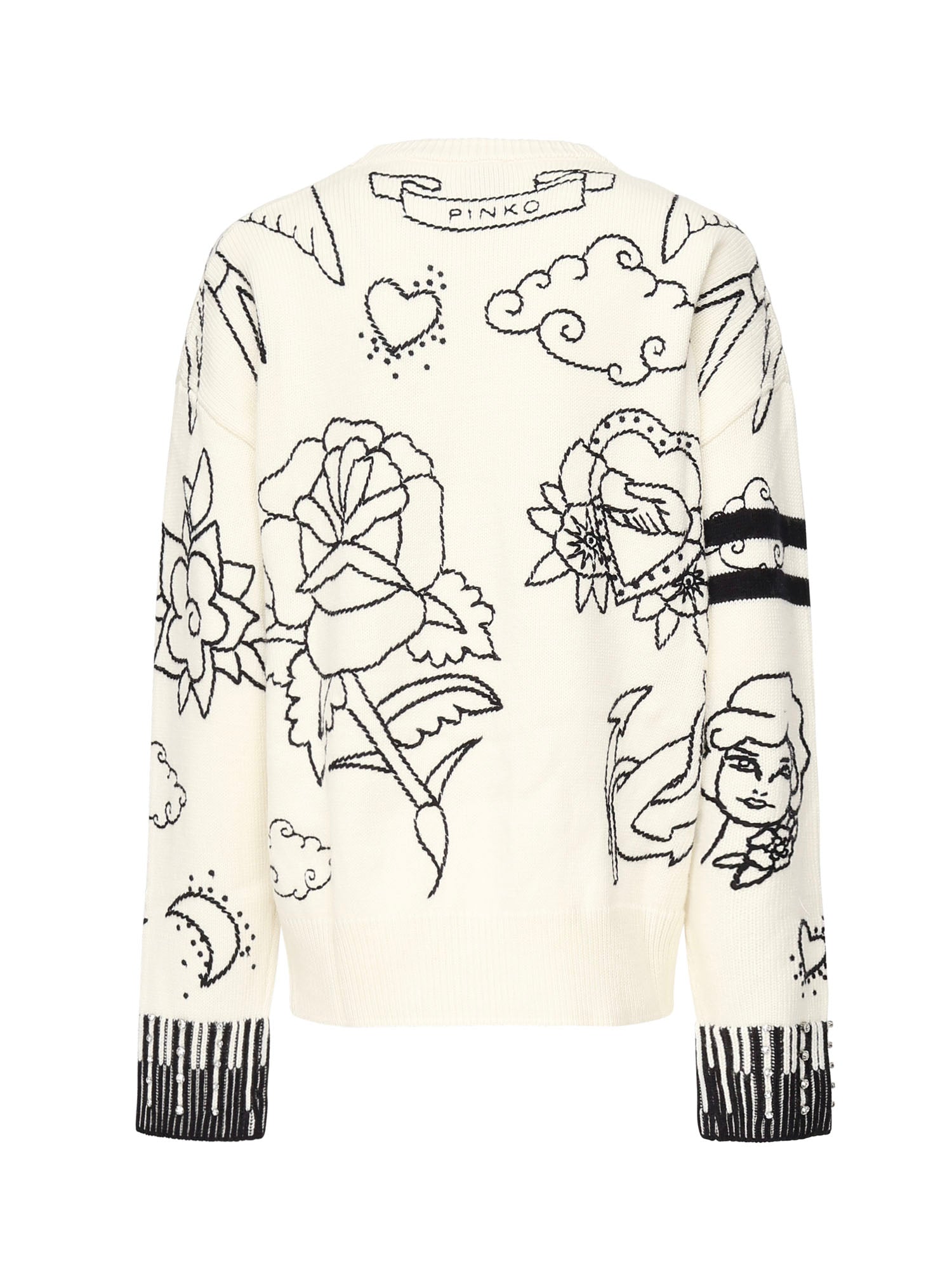 Maglione girocollo con fantasie 105427 A2PKZE1 PINKO 