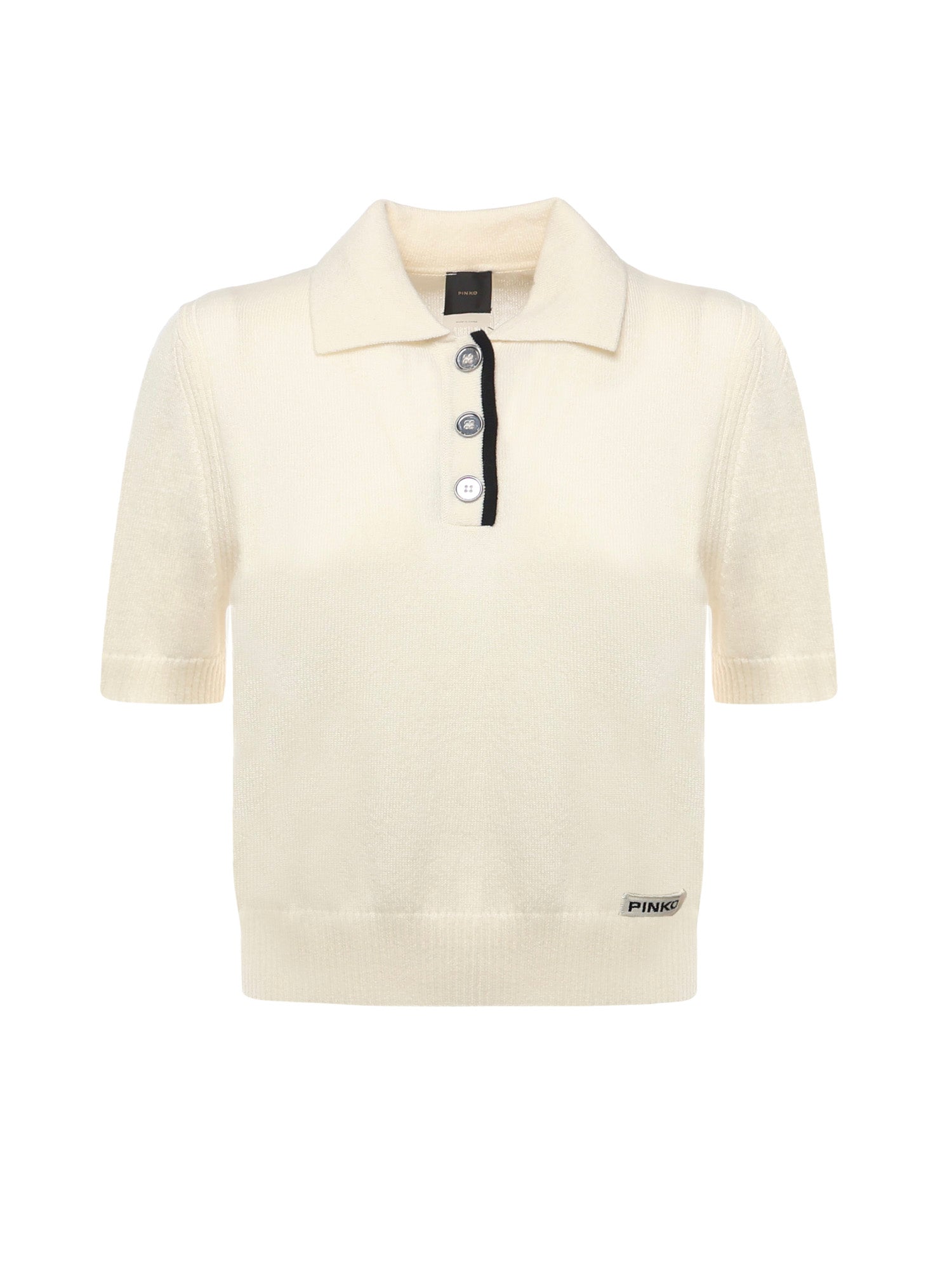 Maglia stile polo con logo 105450 A2Q9Z13 PINKO 