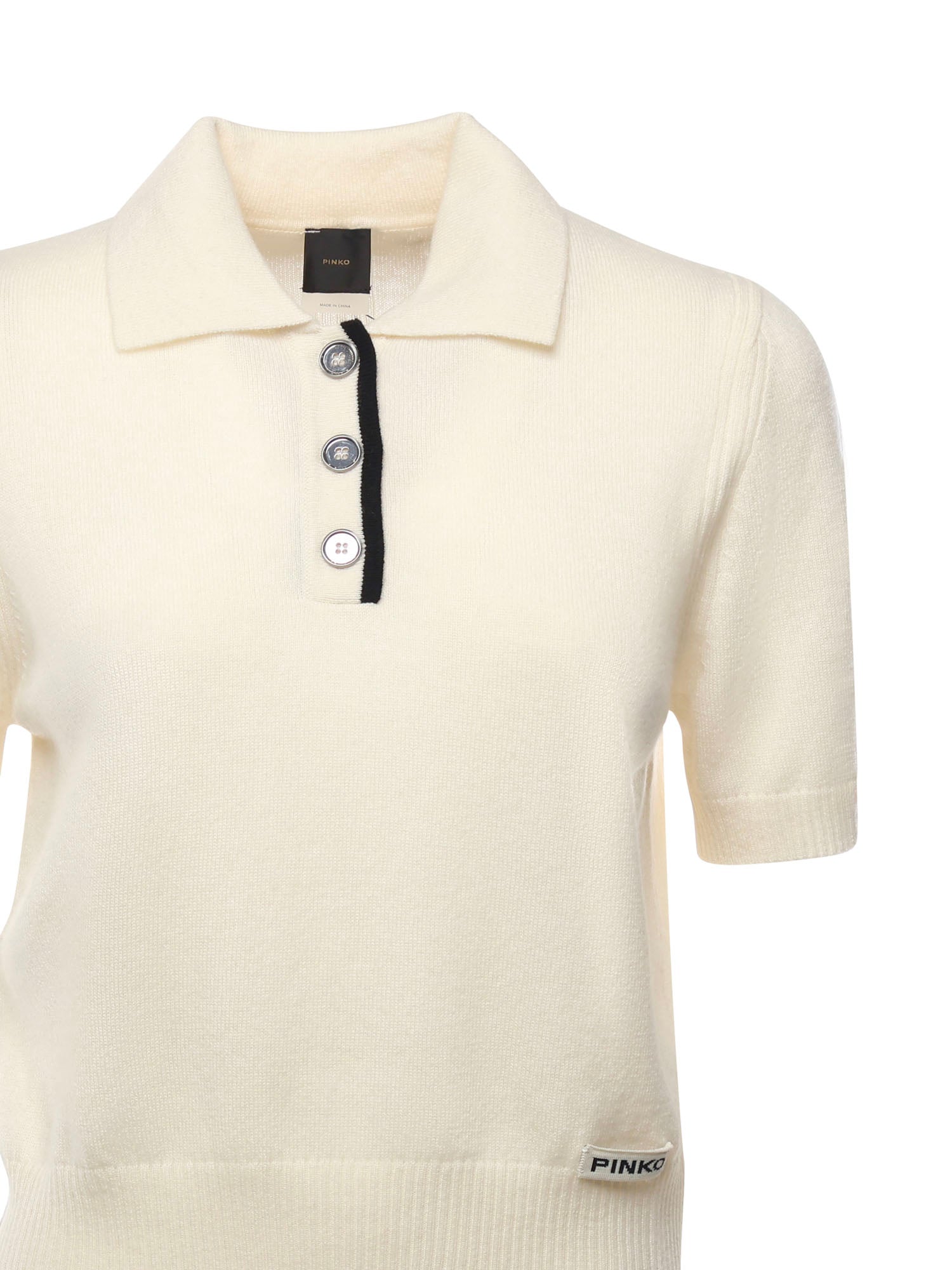 Maglia stile polo con logo 105450 A2Q9Z13 PINKO 