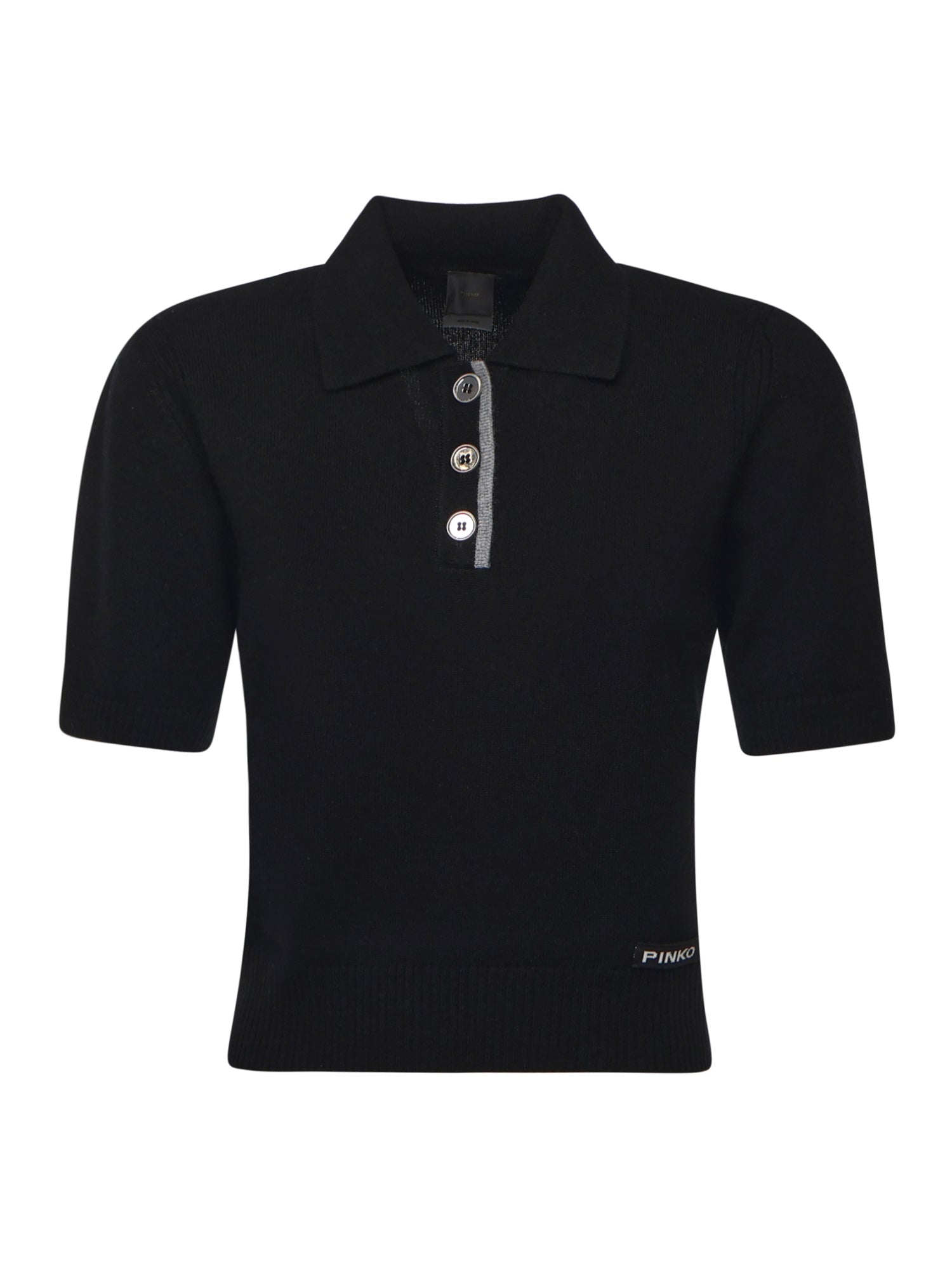 Maglia stile polo con logo 105450 A2Q9Z99 PINKO 