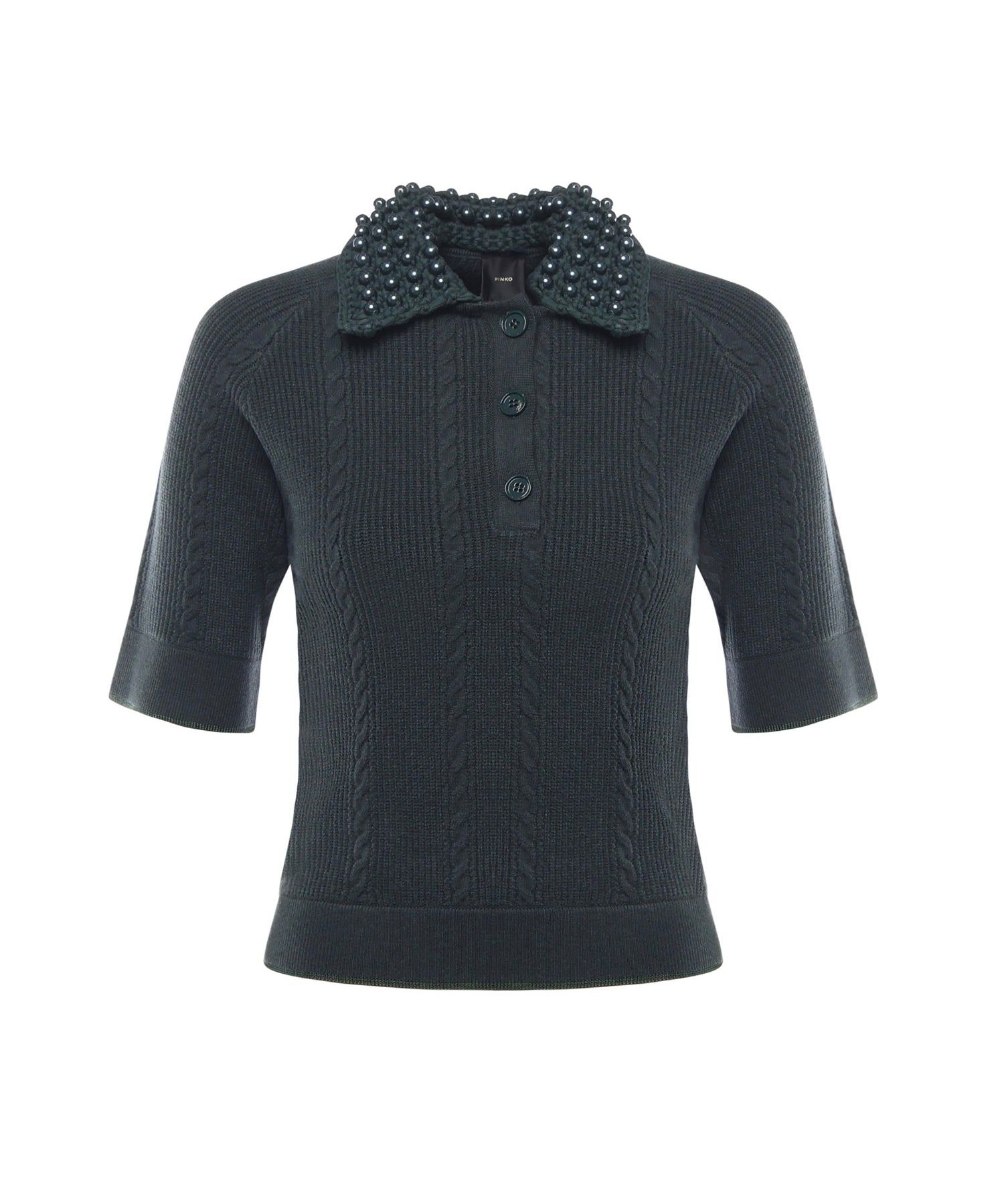 Maglia stile polo con perle 105484 A2QZX34 PINKO 