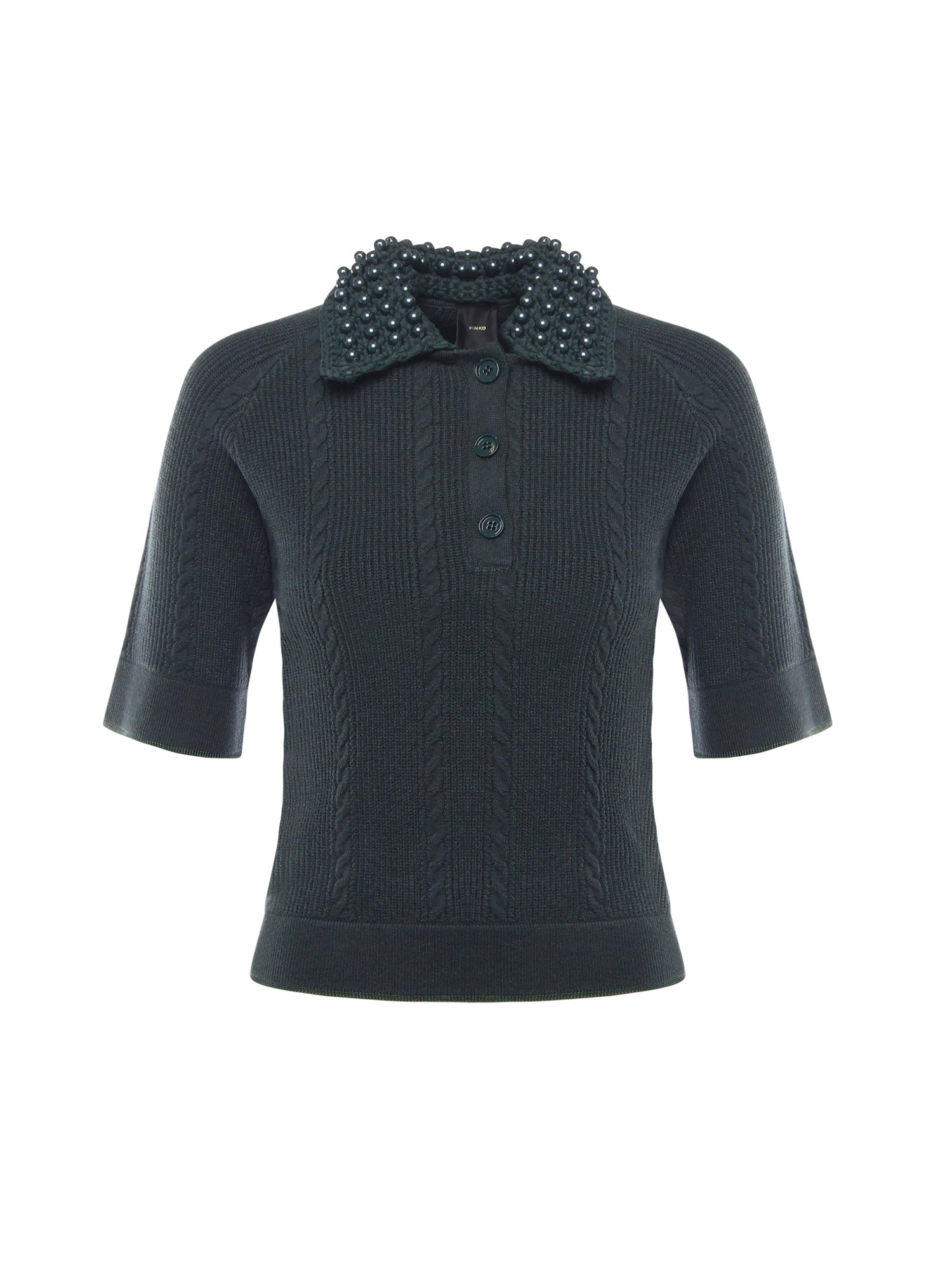 Maglia stile polo con perle 105484 A2QZX34 PINKO 