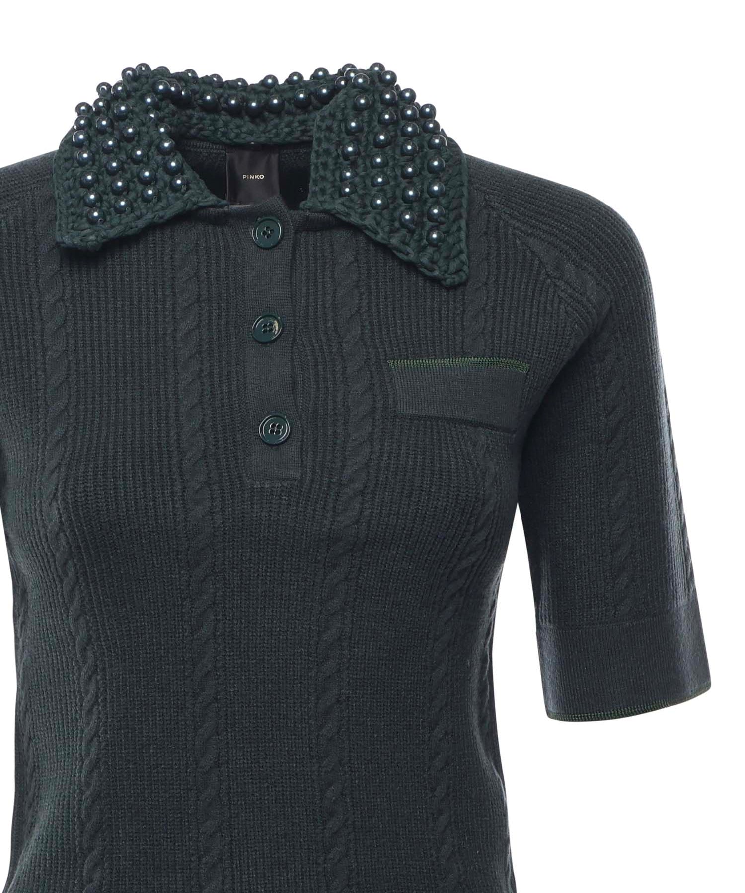 Maglia stile polo con perle 105484 A2QZX34 PINKO 