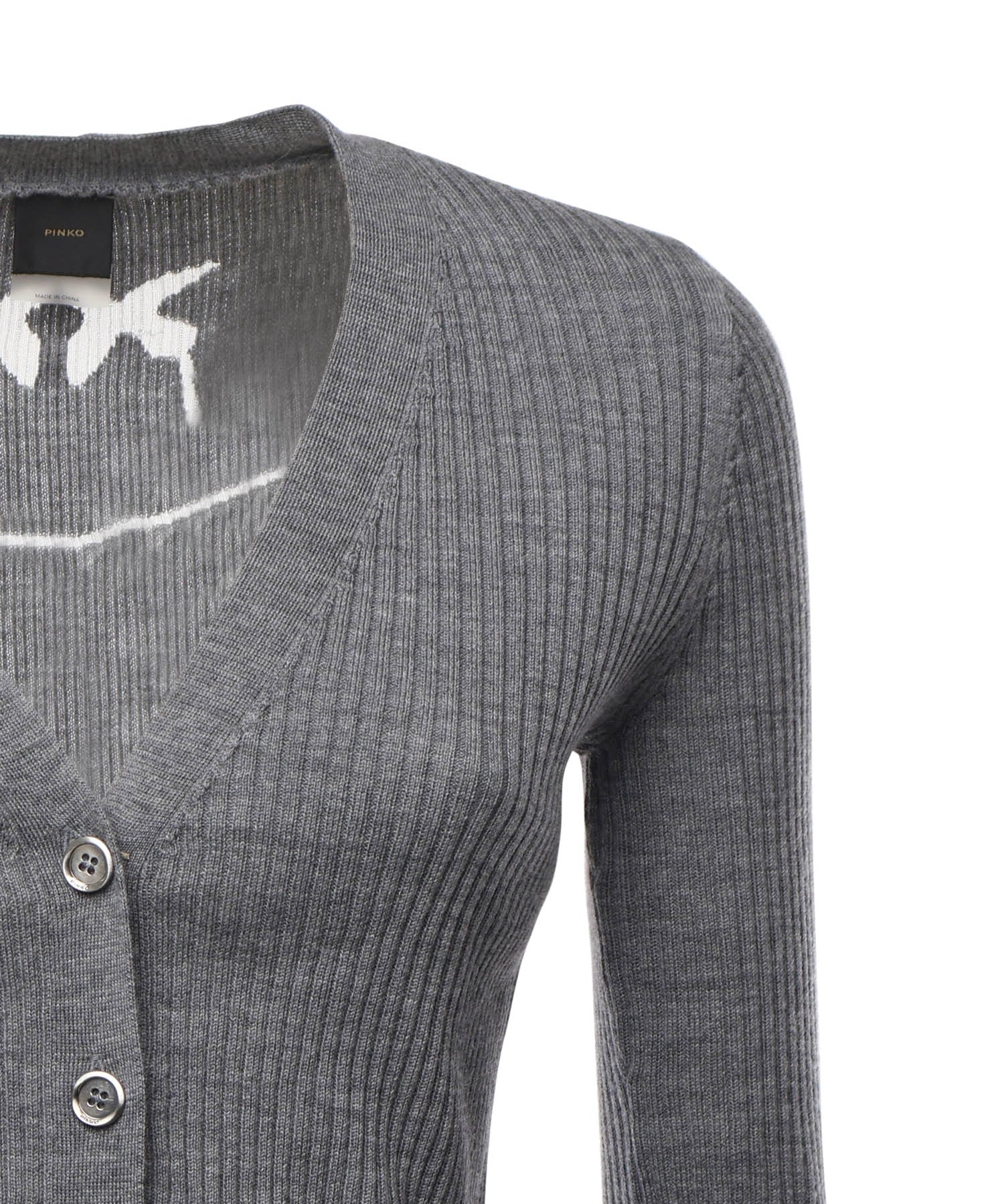 Cardigan a costine con logo 105506 A18MII2 PINKO 