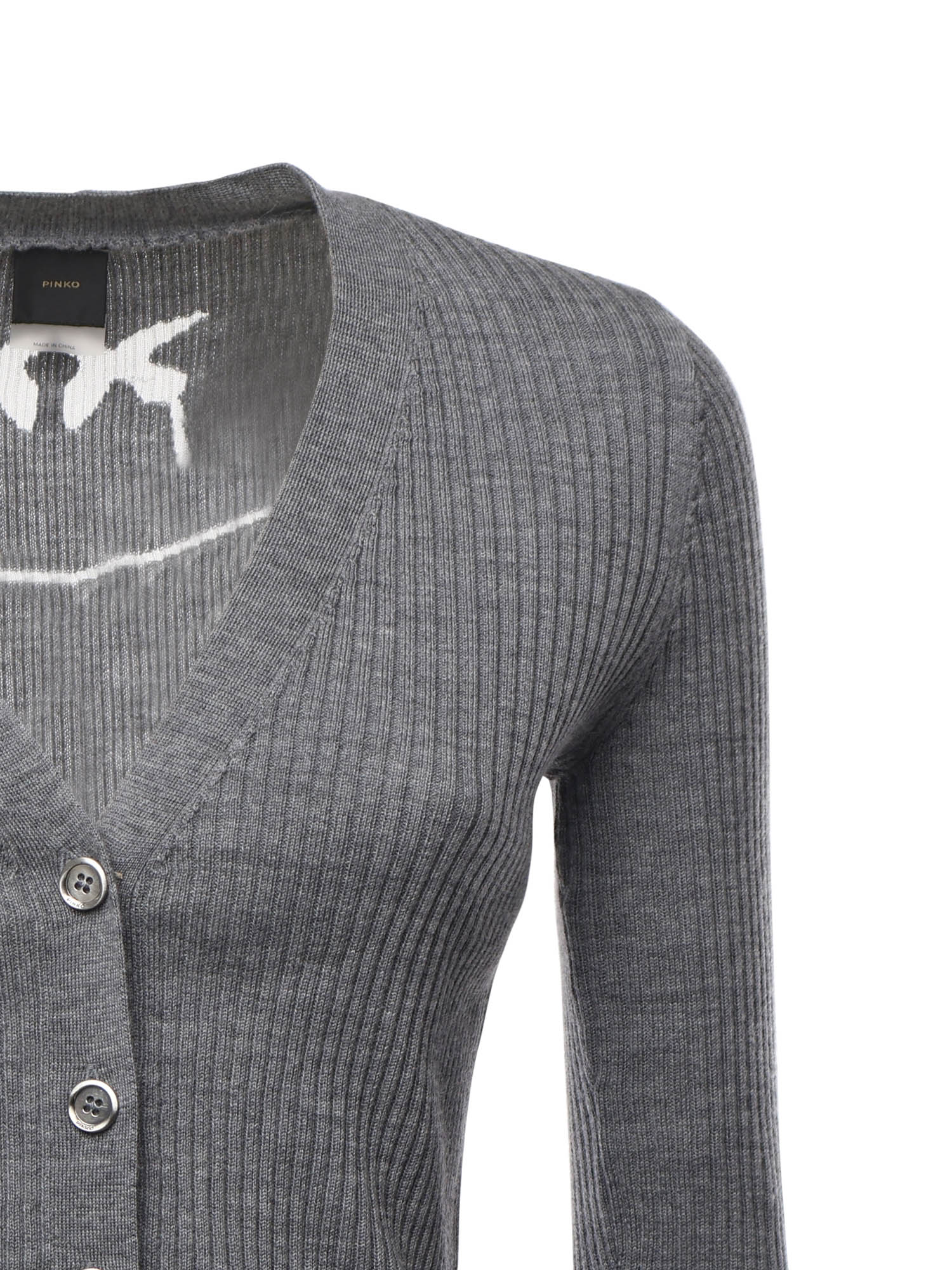 Cardigan a costine con logo 105506 A18MII2 PINKO 
