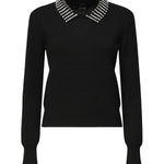 Maglia con colletto e strass<BR/> 105530 A2S4Z99 PINKO 