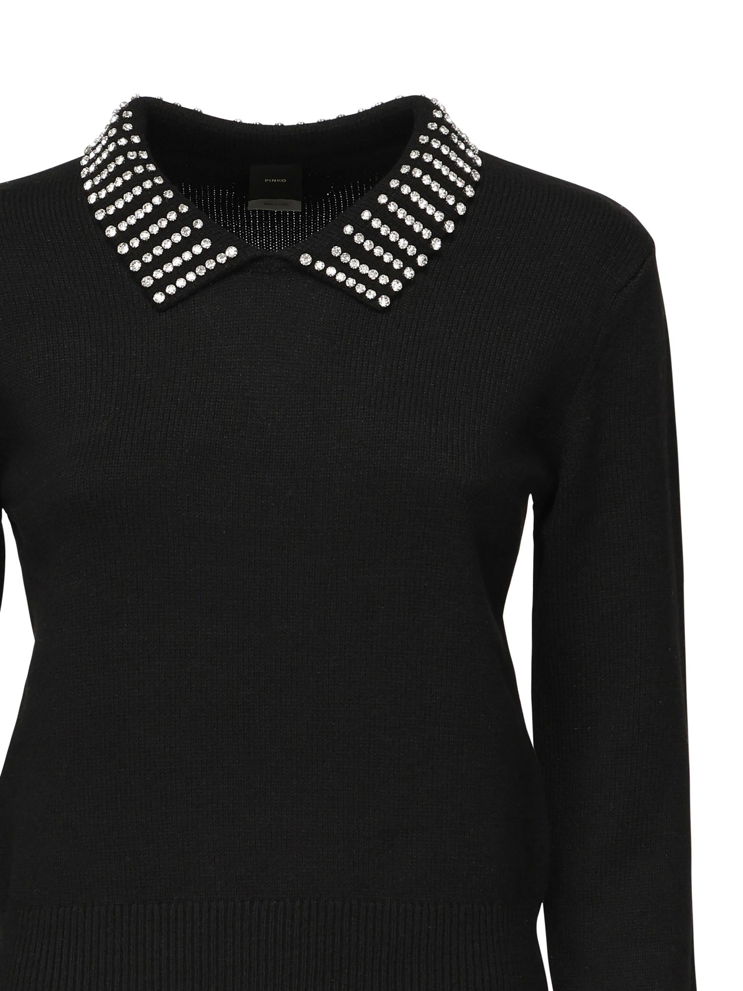 Maglia con colletto e strass<BR/> 105530 A2S4Z99 PINKO 