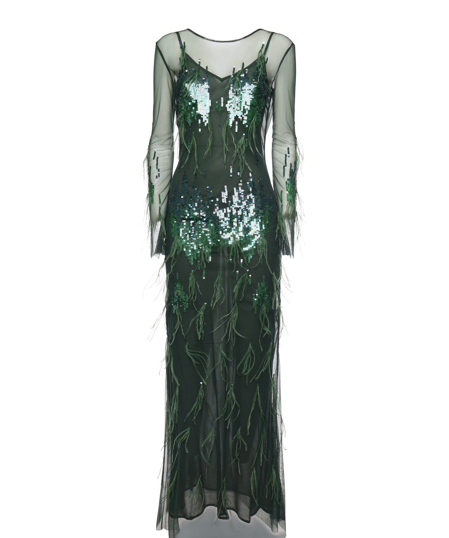Abito con paillettes e piume 105579 A2SYAS0 PINKO 