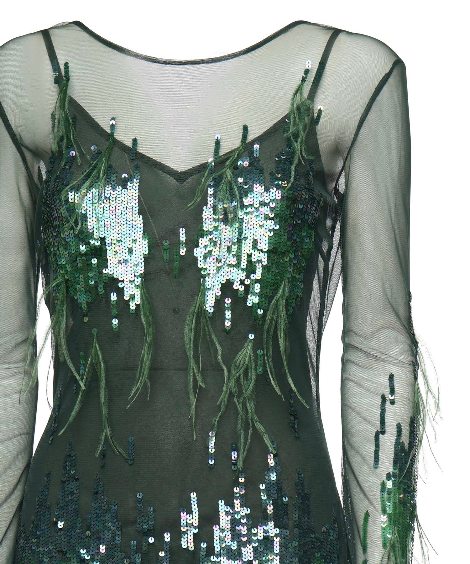 Abito con paillettes e piume 105579 A2SYAS0 PINKO 