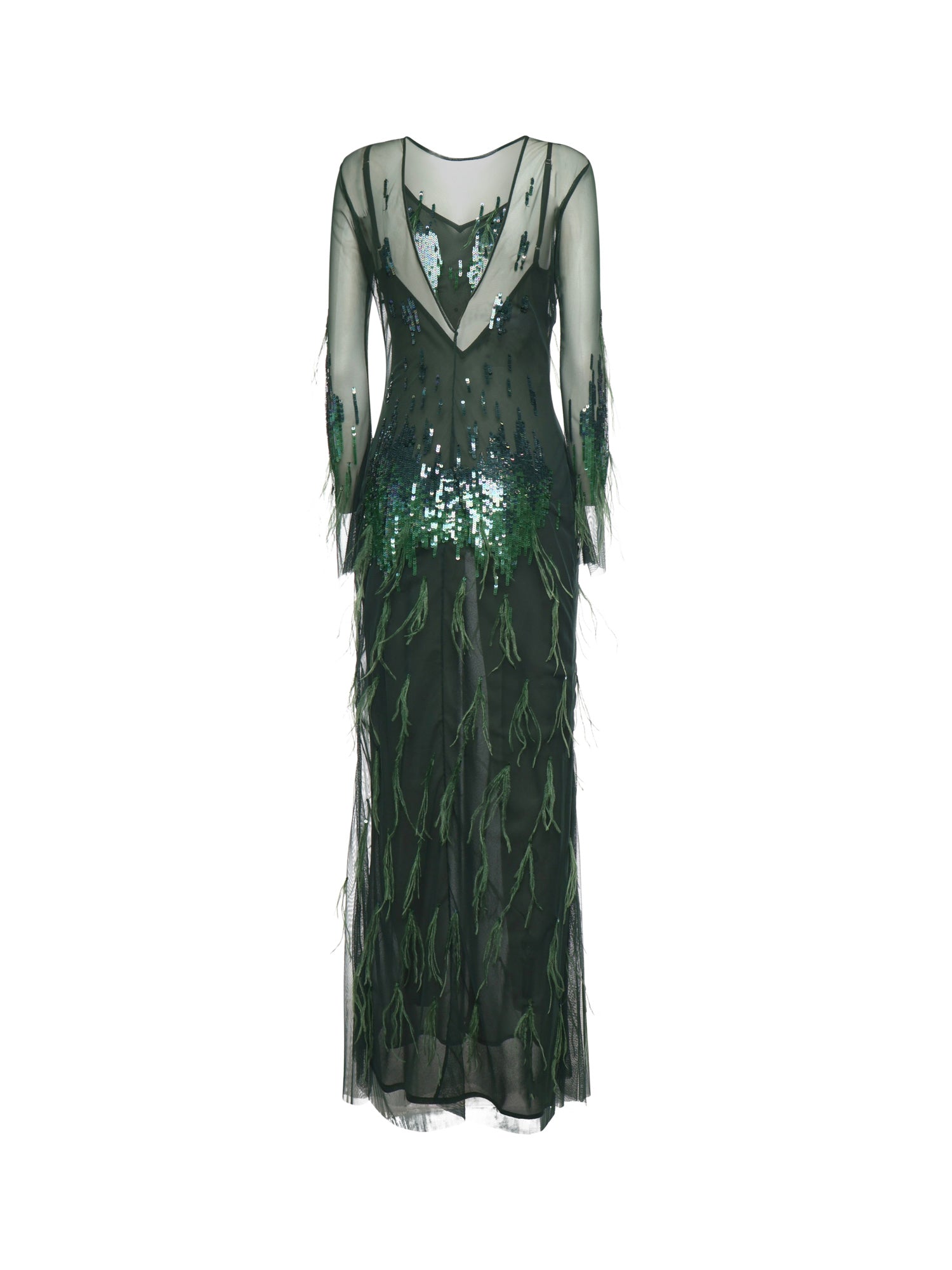 Abito con paillettes e piume 105579 A2SYAS0 PINKO 