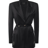 Blazer in satin lucido 105604 A2RAZ99 PINKO 