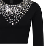 Maglia cropped con paillettes e cristalli<BR/><BR/> 105734 A2UTZI1 PINKO 