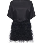 Abito in raso lucido con piume 105738 A2UUZ99 PINKO 